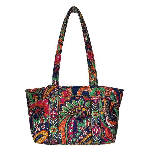 Vera Bradley Get Carried Away Mod Paisley Mosaic Cotton Shoulder Bag - Picture 1 of 8